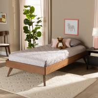 Baxton Studio MG9704-Ash Walnut-Bed Frame-Twin Baxton Studio Lissette Mid-Century Modern Ash Walnut Finished Wood Twin Size Platform Bed Frame